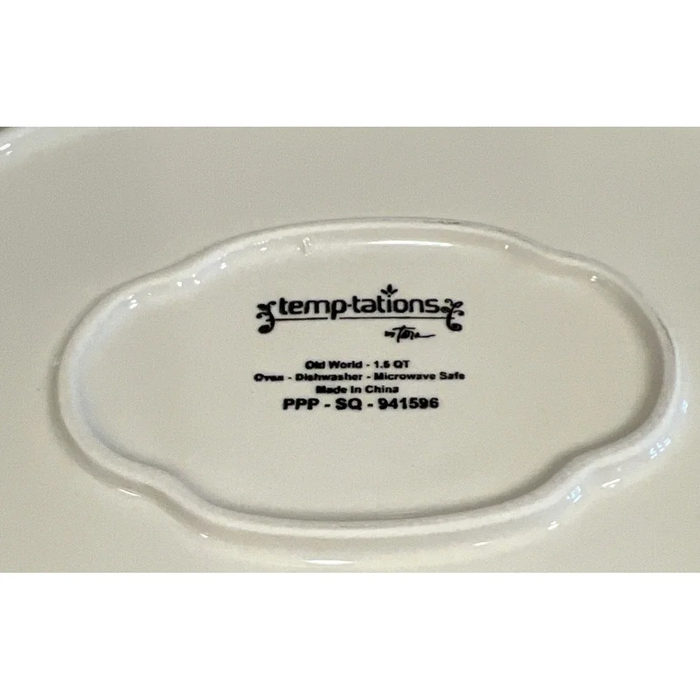 New Temp-tations Old World Red Oval Baking Dish 1.5 qt Casserole Dish W/Rack 13